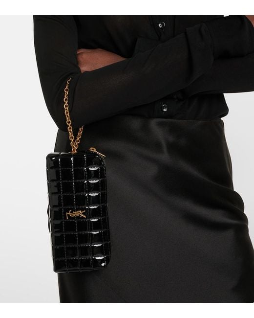 Saint Laurent Black Cassandre Matelasse Pouch With Strap
