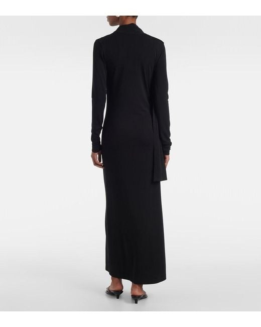 Totême  Black Scarf-Detail Jersey Maxi Dress