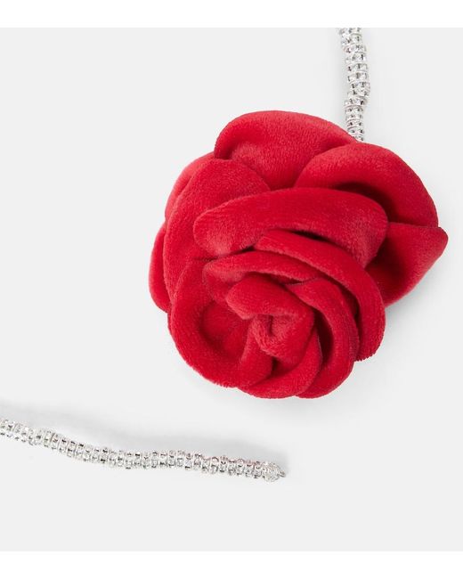 Magda Butrym Red Floral-Applique Embellished Necklace