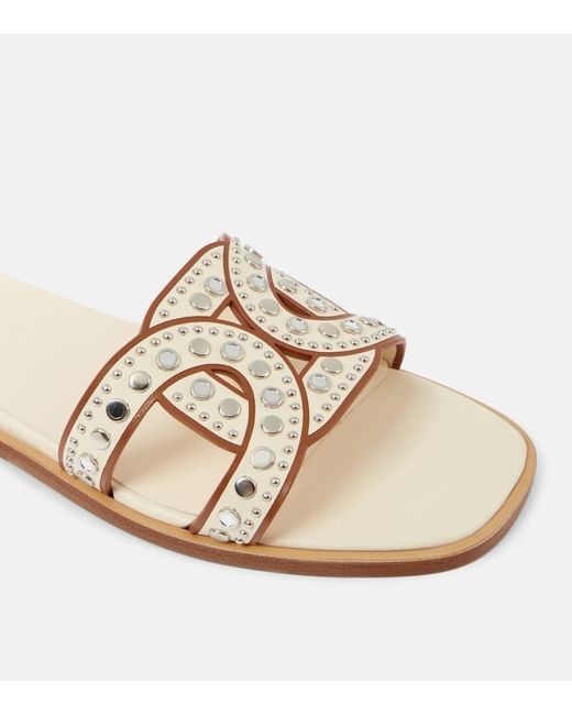 Tod's Natural Kate Studded Leather Sandals
