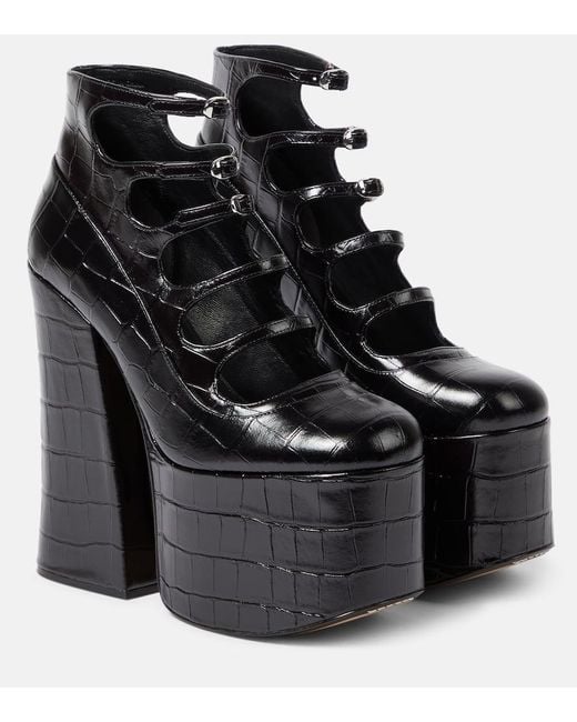 Marc Jacobs Black Kiki Croc-effect Leather Ankle Boots