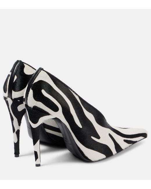 Magda Butrym Black Zebra-Print Leather Pumps