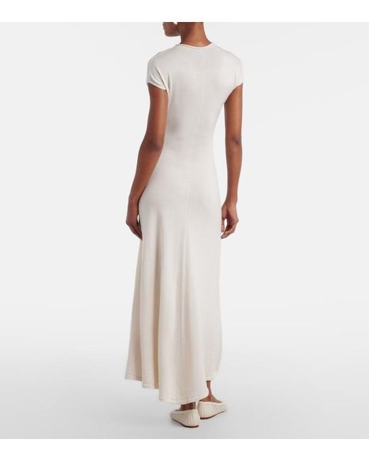 TOVE White Lenore Knitted Wool And Silk Midi Dress
