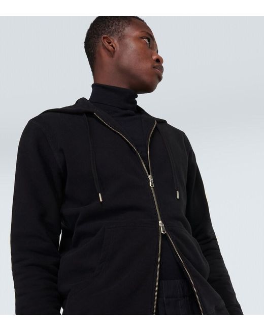 Sunspel Black Loopback Cotton Hoodie for men