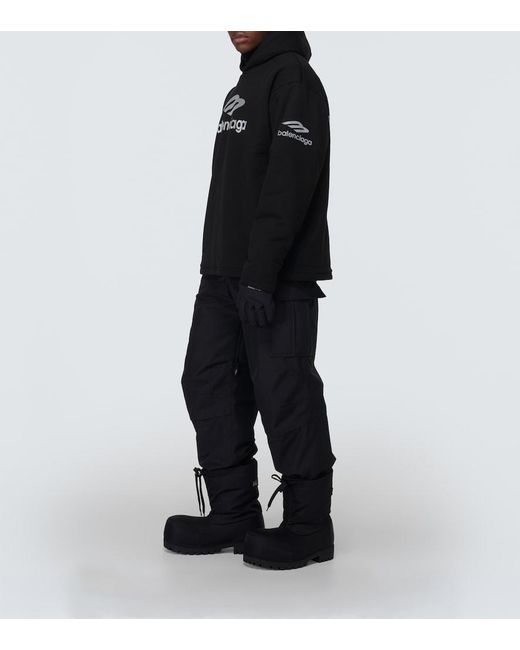 Balenciaga Black 3B Sports Icon Cotton Fleece Hoodie for men