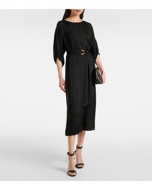 Velvet Black Laurel Satin Midi Dress