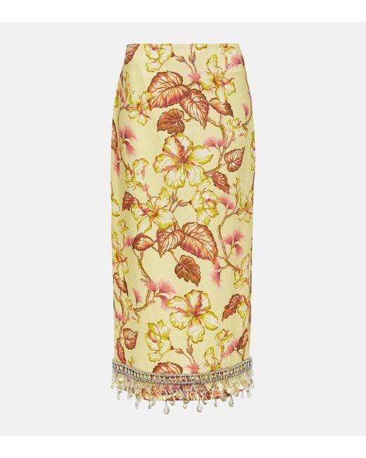 Zimmermann Metallic Matchmaker Floral Diamante Midi-Skirt