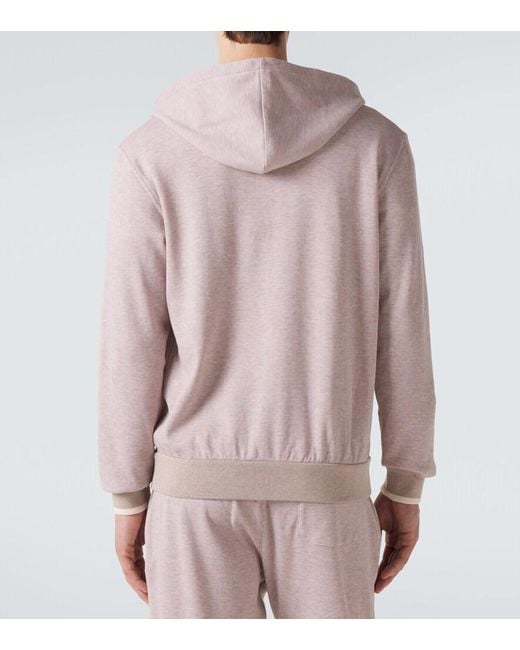 Brioni Pink Cotton-Blend Zip-Up Hoodie for men