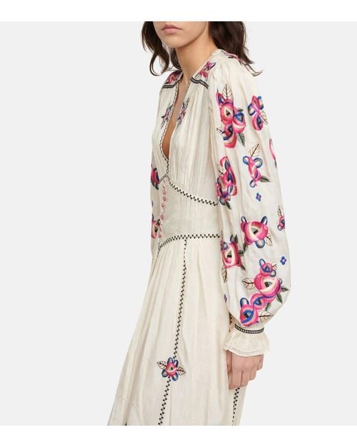 Isabel Marant Natural Moyrae Floral Silk Maxi Dress