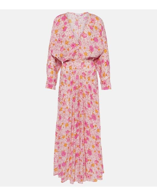 Robe longue Ilona a fleurs Poupette en coloris Pink