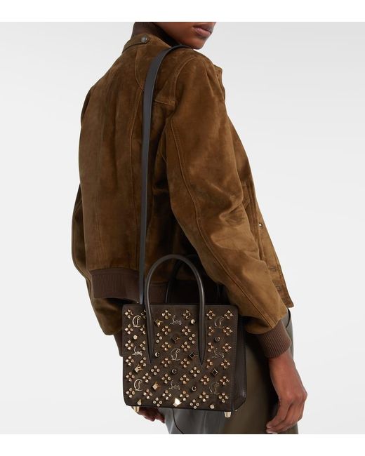 Christian Louboutin Brown Paloma Small Embellished Suede Tote Bag