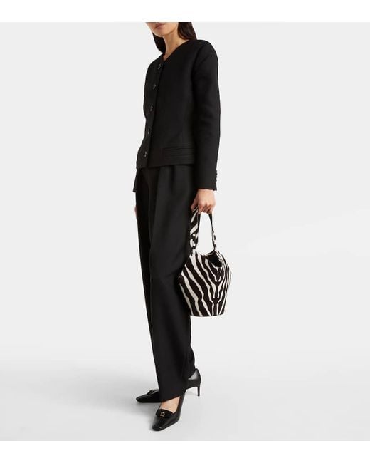 Khaite Black Lotus Mini Calf Hair And Suede Tote Bag