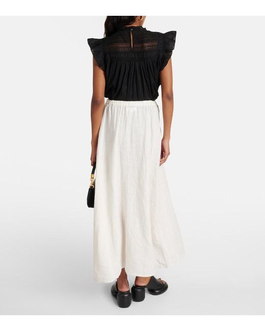 Velvet White Bailey Linen Maxi Skirt