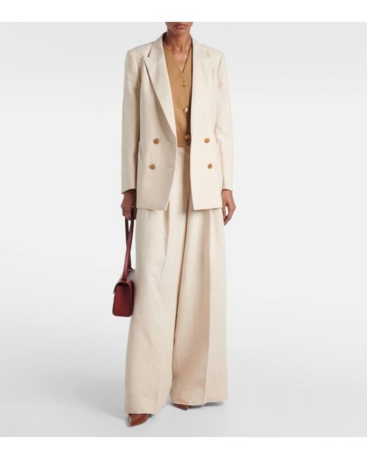 Blazé Milano Natural Husi High-Rise Linen Wide-Leg Pants