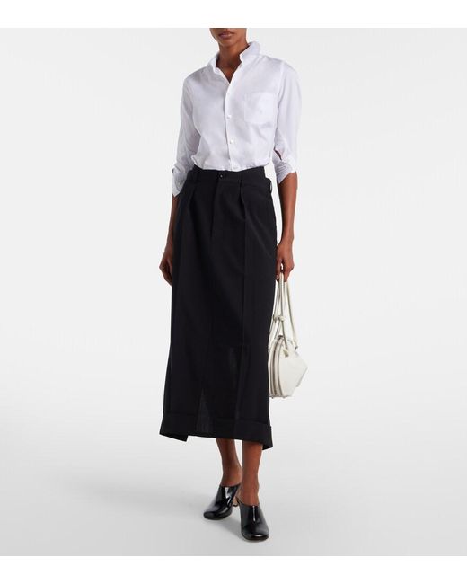 Junya Watanabe Black Pleated Midi Skirt