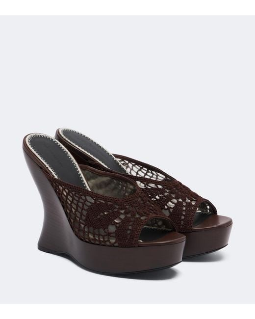 Magda Butrym Black Crochet Wedge Mules