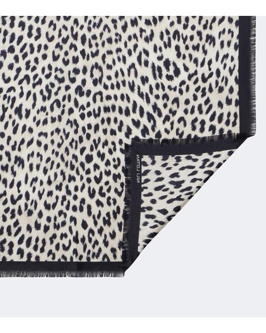 Nili Lotan Black Leopard Print Silk Scarf