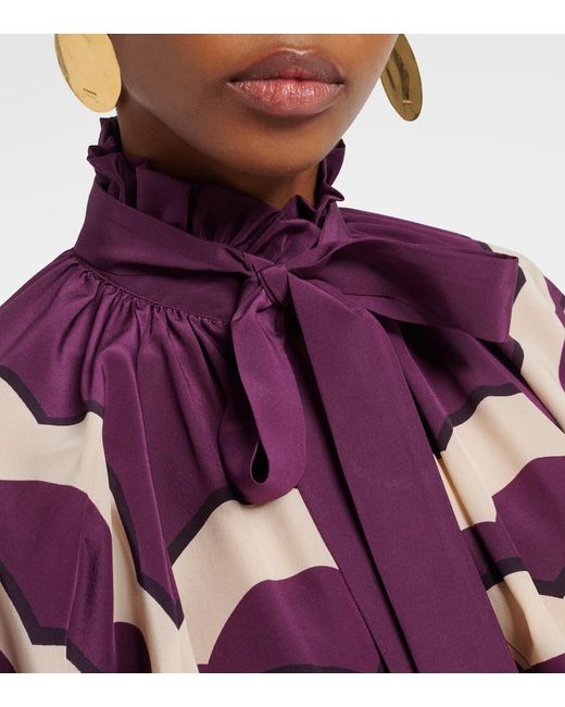 Blusa Cerere in seta con stampa di LaDoubleJ in Purple