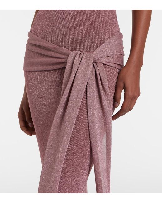 AYA MUSE Purple Knitted Lame Maxi Dress
