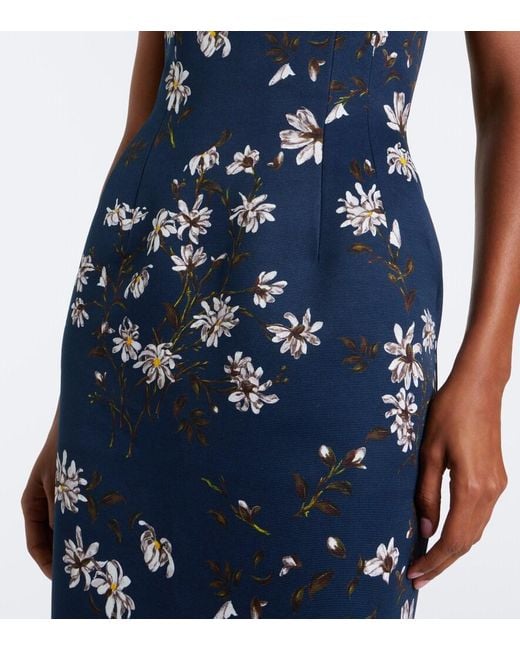 Emilia Wickstead Blue Laelia Floral Bustier Gown