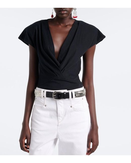 Isabel Marant Black Nadrine Cotton Jersey Top