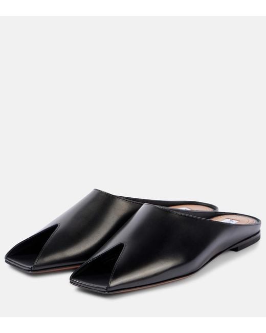 Alaïa Black Leather Slippers