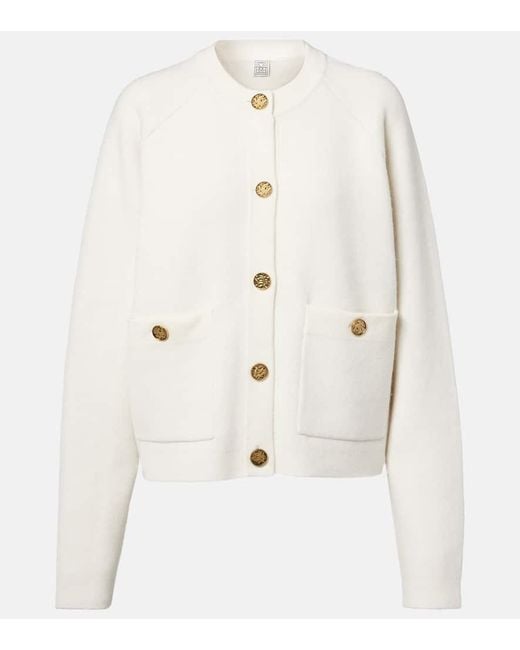 Totême  White Wool And Cashmere-Blend Cardigan