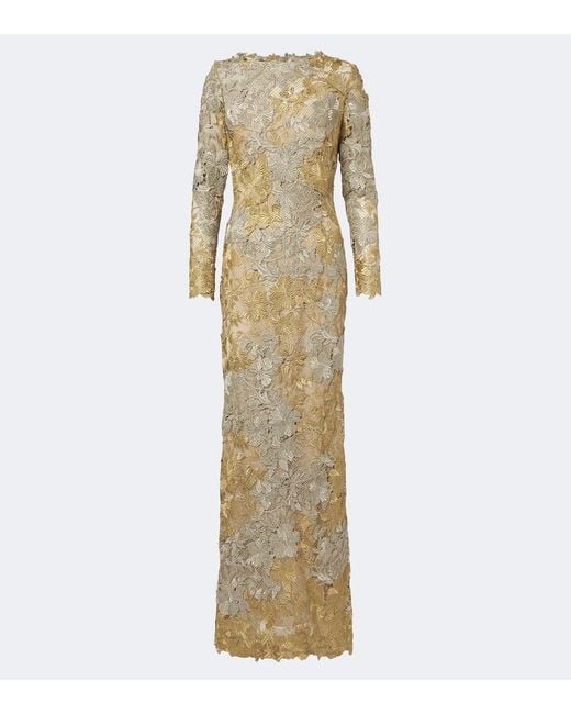 Oscar de la Renta Natural Guipure Lace Gown