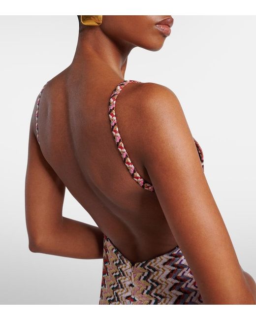 Missoni White Zigzag Lame Maxi Dress
