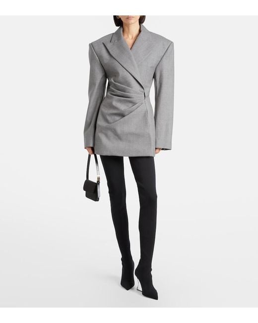 Balmain Black Knitted Wedge Over-The-Knee Boots