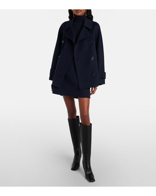 Max Mara Blue Louise Belted Double-Breasted Virgin Wool Jacket