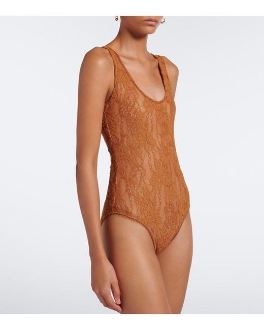 Zimmermann Brown Lace Bodysuit