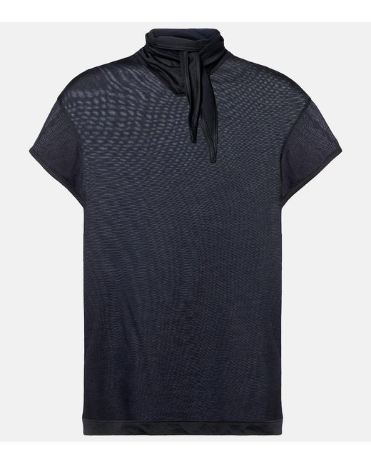 Lemaire Blue Scarf-Detail Jersey Top