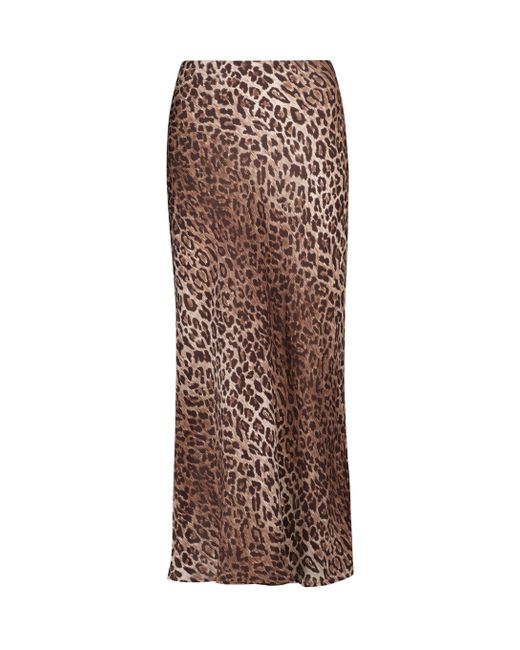 RIXO London Synthetic Kelly Leopard-print Slip Midi Skirt in Brown ...