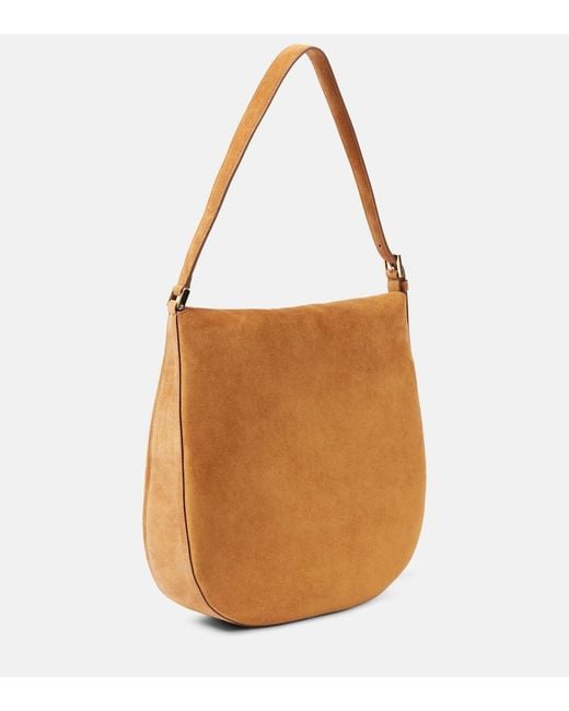 SAVETTE Brown Tondo Large Suede Shoulder Bag