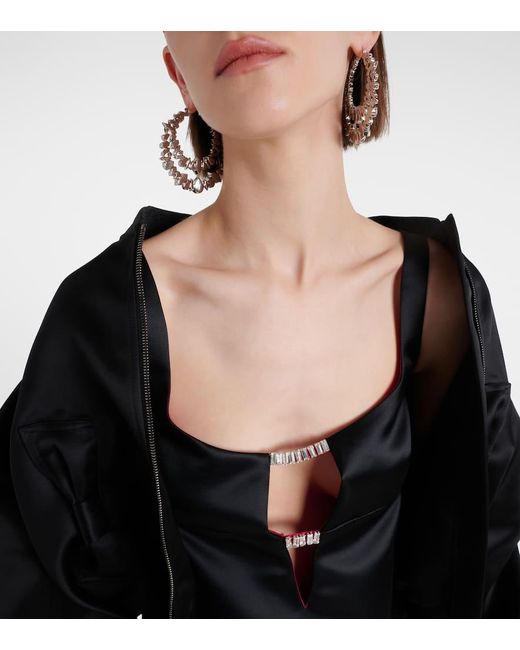 Vestido corto de saten con aberturas Nina Ricci de color Black