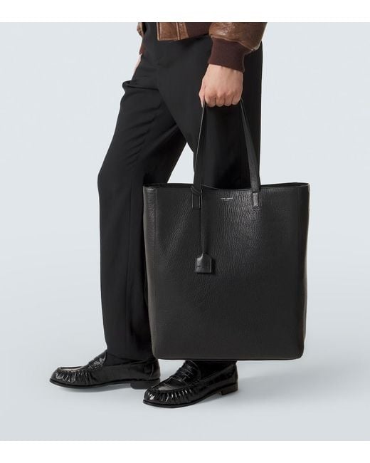 Saint Laurent Black Bold Leather Tote Bag for men