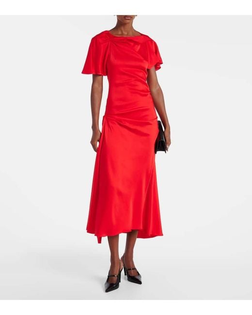 Victoria Beckham Draped Gathered Midi Dress