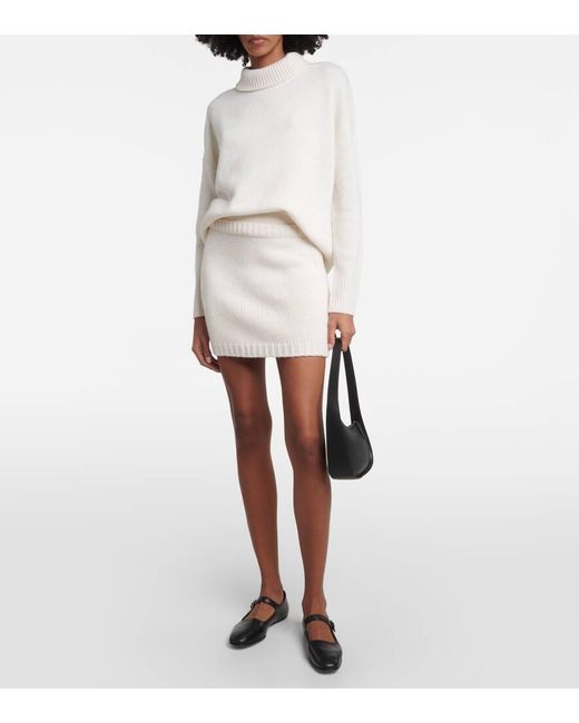 Lisa Yang White Lovi High-rise Cashmere Miniskirt
