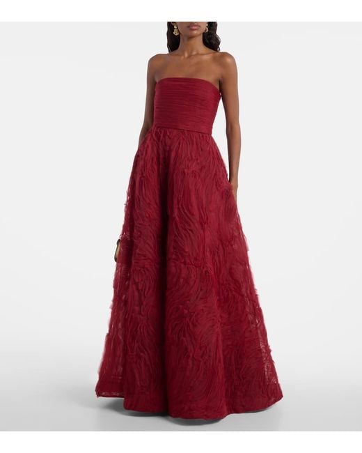 Rebecca Vallance Red Willow Mesh Bustier Gown