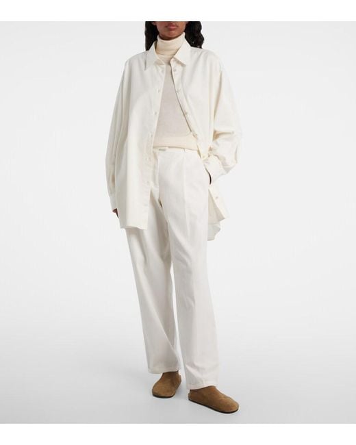 The Row White Luka Cotton And Cashmere Shirt