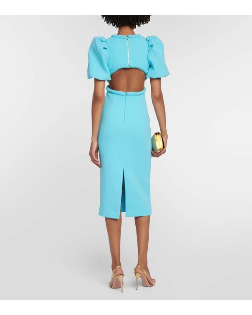 Rebecca Vallance Blue Michelle Puff-sleeve Midi Dress