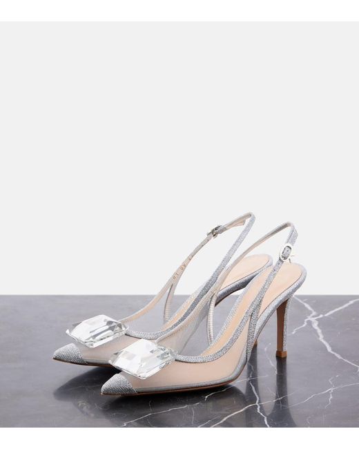 Gianvito Rossi White Jaipur Mesh Slingback Pumps
