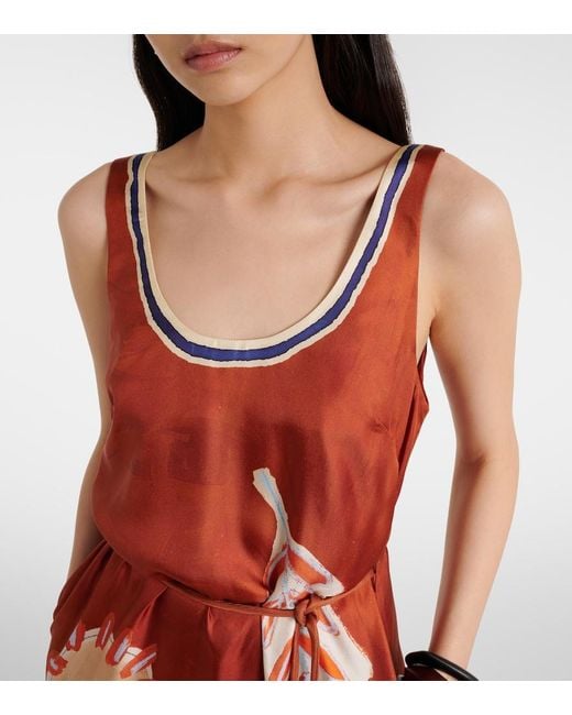 ALÉMAIS Red X Lrnce Soleil D'Amour Silk Midi Dress