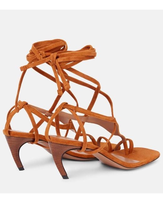 The Attico Brown Nova 65 Suede Sandals