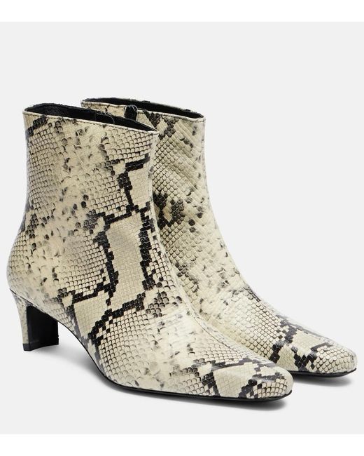 Staud Natural Wally Snake-Effect Leather Ankle Boots