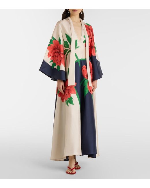 LaDoubleJ Multicolor Magnifico Floral Silk Twill Maxi Dress