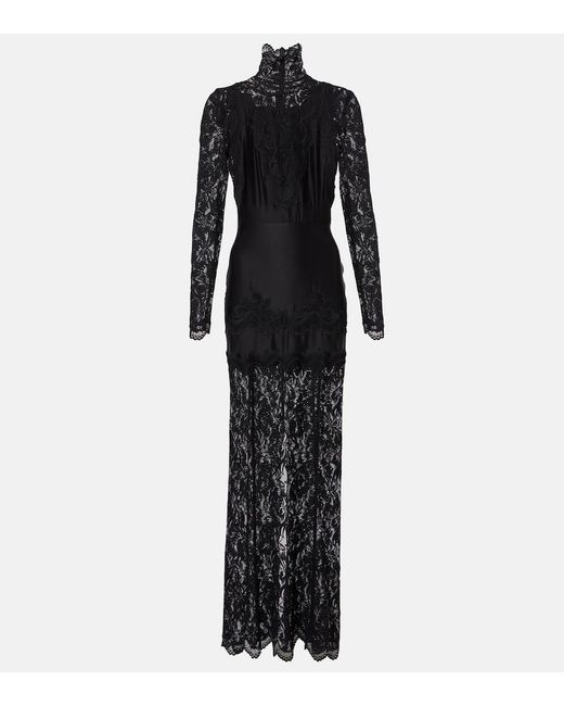 Rabanne Black Maxikleid Mit Spitze