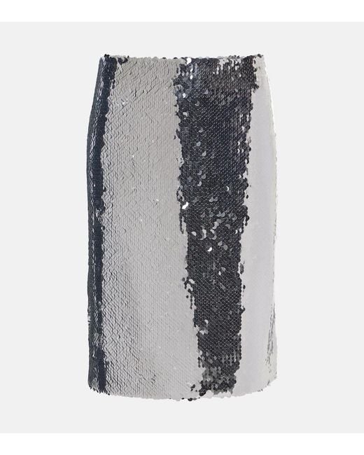 Magda Butrym Gray Sequined Midi Skirt