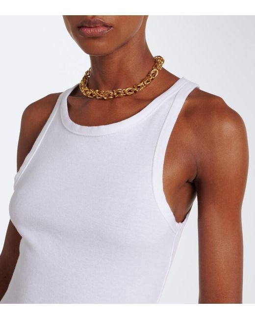 Nili Lotan White Jennifer Ribbed-Knit Cotton Tank Top